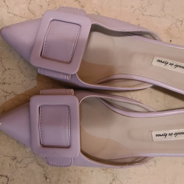 N.threa 라벤더 색상 가죽 뮬 슬리퍼 235~240