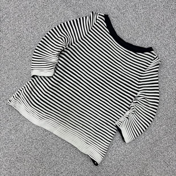 실측확인 코스 스트라이프 긴팔 니트티 0407J