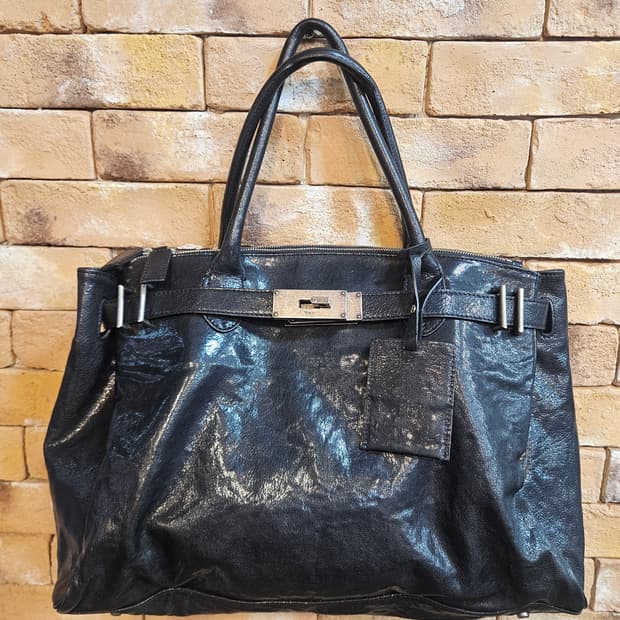 타임 블랙 가죽 가방