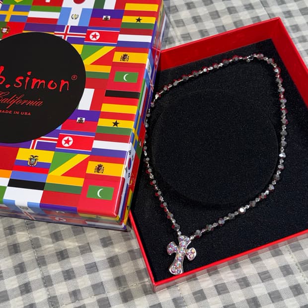 (20inch) b.b.simon 비비시몬 스와로브스키 목걸이 실버