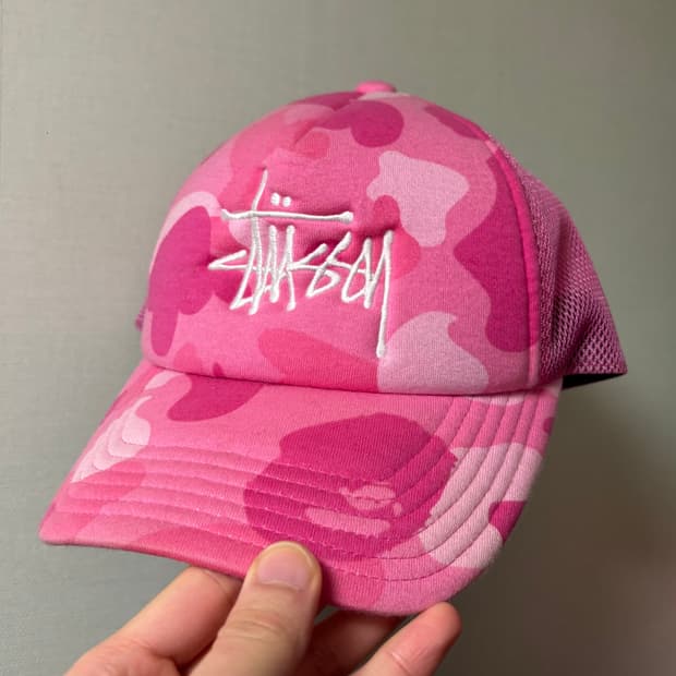 Bape x stussy trucker cap