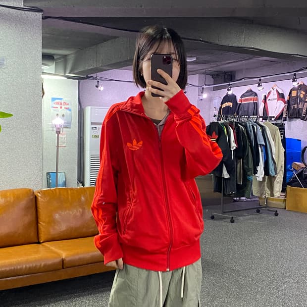 아디다스 파이어버드 네온 트랙탑 레드 져지 B4605