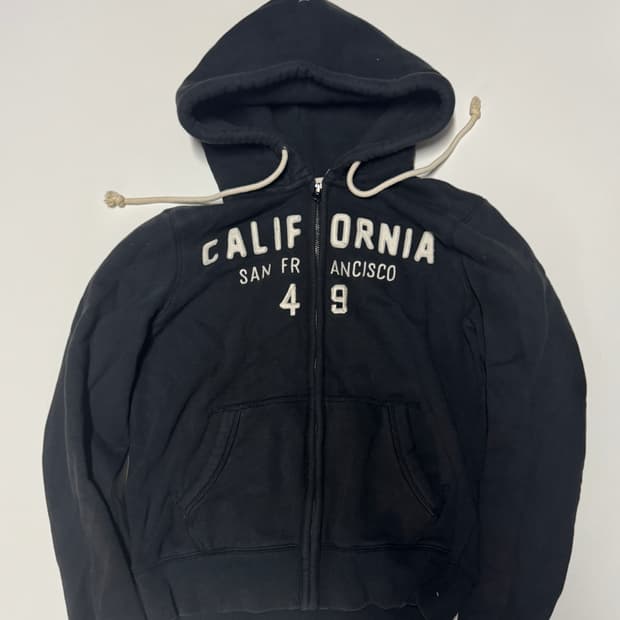 여성 후아유 스펠아웃 블랙 기모 후드집업 L