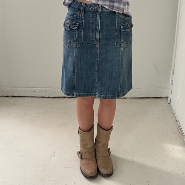 일본빈티지 포켓 청치마 