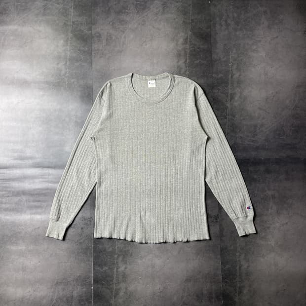 CHAMPION 1990s 챔피온 그레이 골지 긴팔 맨투맨 A00575