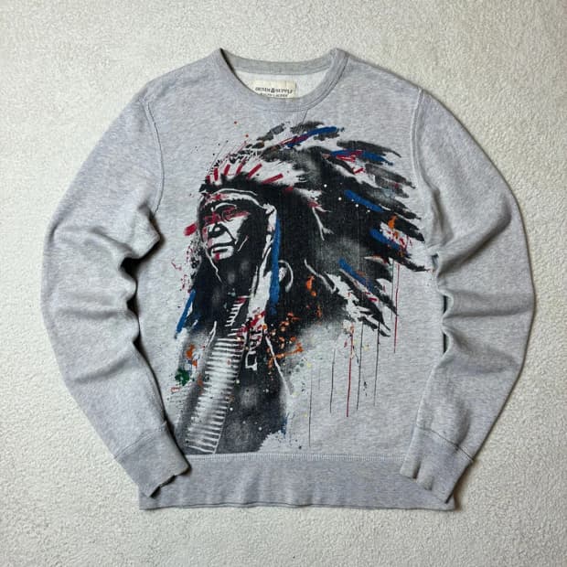 데님앤서플라이 00's 네이티브 인디언 프린트 스웻셔츠 PN6403