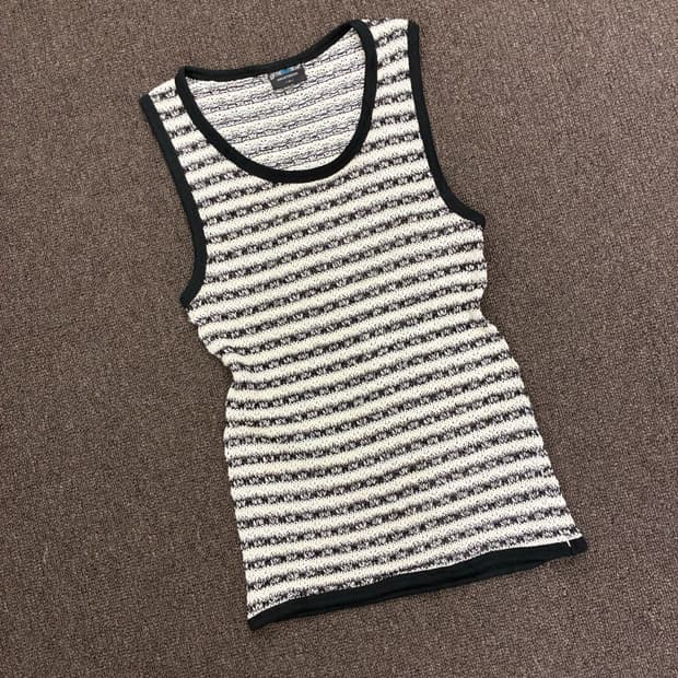 M)Japanese vintage 여성 줄무늬 니트 나시