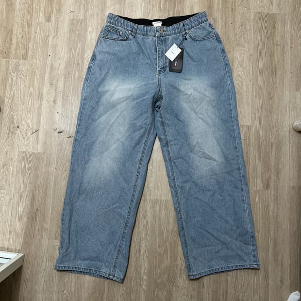 새상품 BUILD 빌드 와이드 연청 데님 청바지 