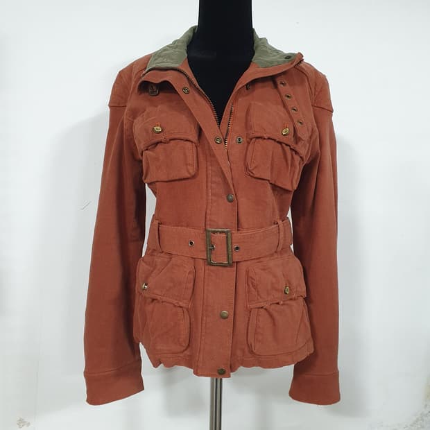 (77) 밀란로랭 브릭오렌지 빈티지 벨티드 야상 자켓