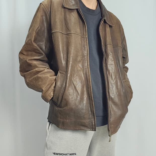 LEE USA 소가죽 싱글 레더 자켓