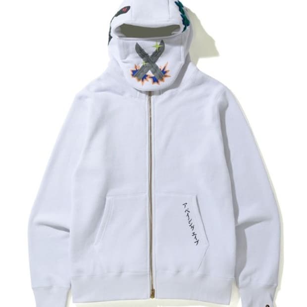 [L] 베이프 2020SS 닌자 마스크 후드집업 화이트