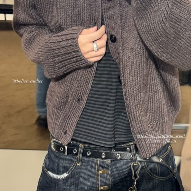 04 100사이즈 벨리에 아카이브 크루넥 가디건 - 모카 브라운