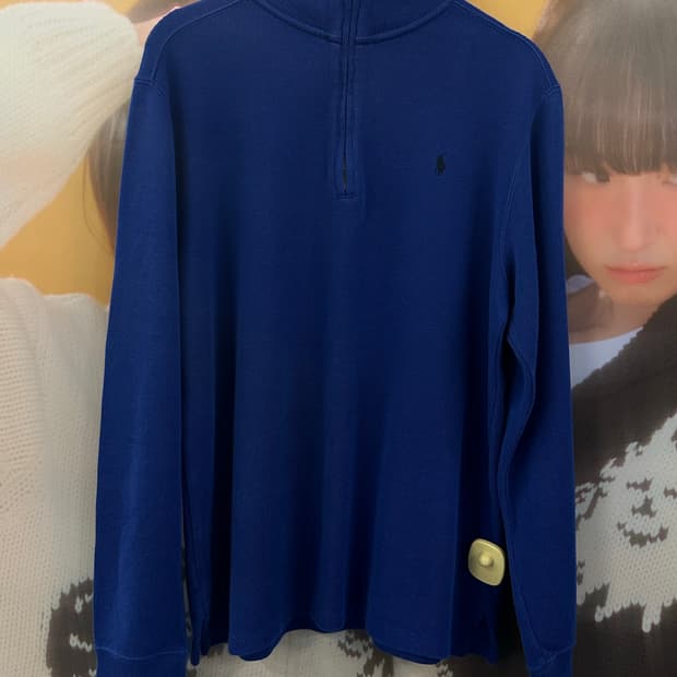 POLO 폴로 블루 반집업니트