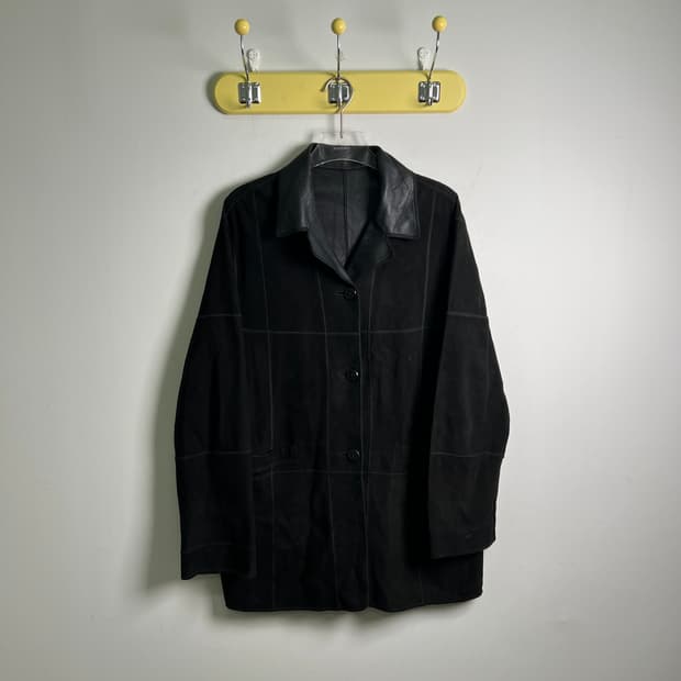 VTG 빈티지 블랙 스웨이드 레더 리버시블 코트 46