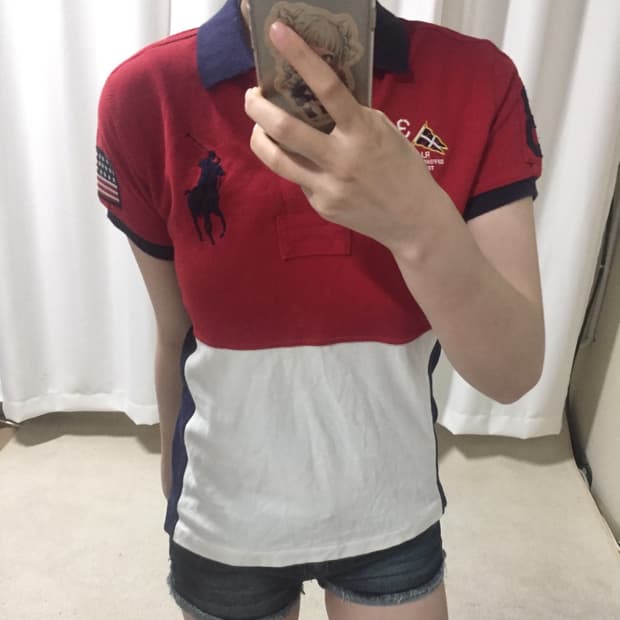 폴로 랄프로렌 헤리티지 레드 화이트 흰빨 USA 성조기 빅포니 카라 반팔