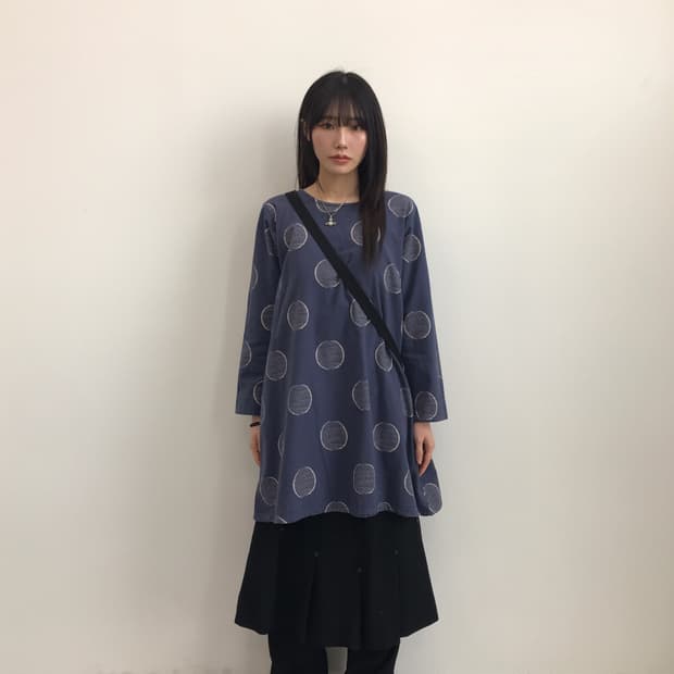 Jpn Navy Polka Dot Cotton Dress