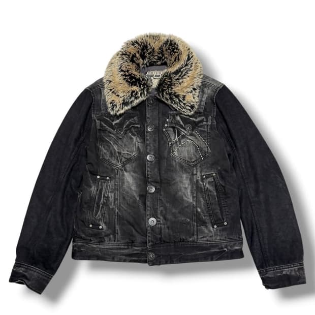버커루 퍼카라 흑청 데님자켓