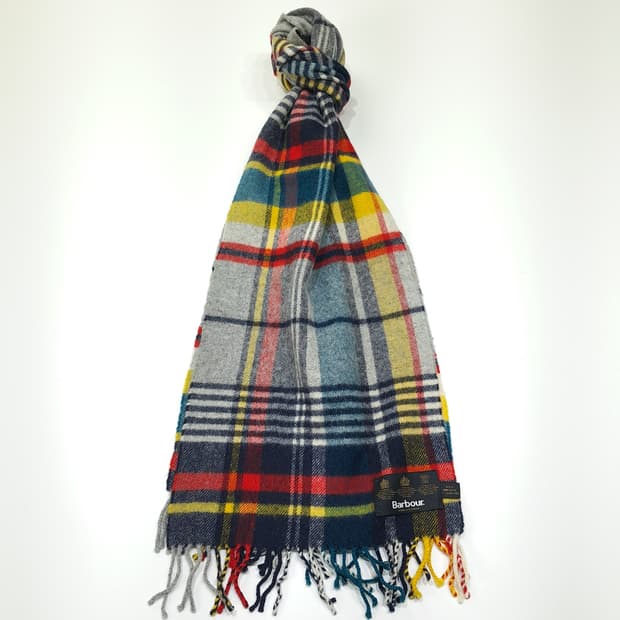 MX487 바버 90s 영국판 램스울 타탄체크 멀티컬러 머플러 목도리