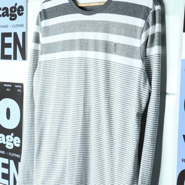 (XL) 브랜드빈티지 긴팔티셔츠 스트라이프 쭉티 박시-H31306