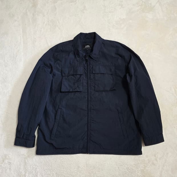 (110)무신사 크링클 셔츠 자켓 점퍼 네이비