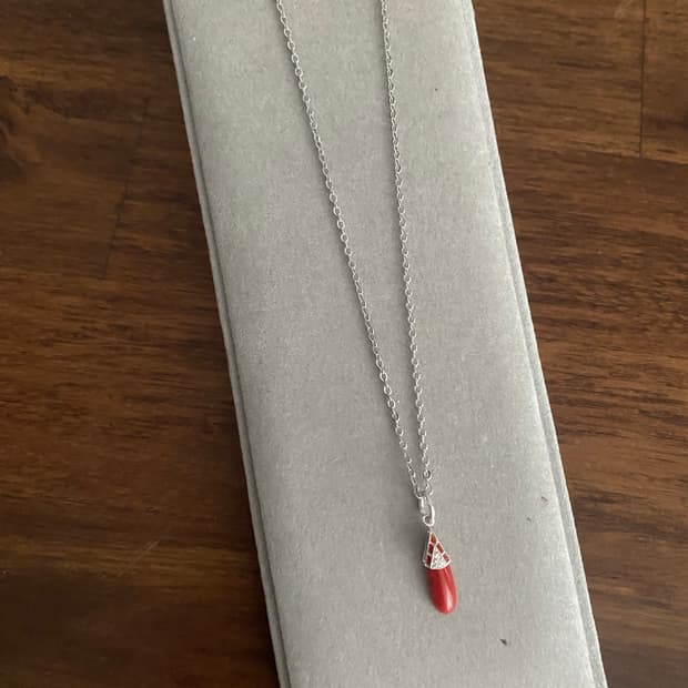 천연 산호 펜던트 실버 목걸이(925)