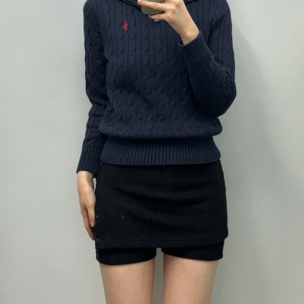 폴로 랄프로렌 신형 꽈배기 반집업 니트