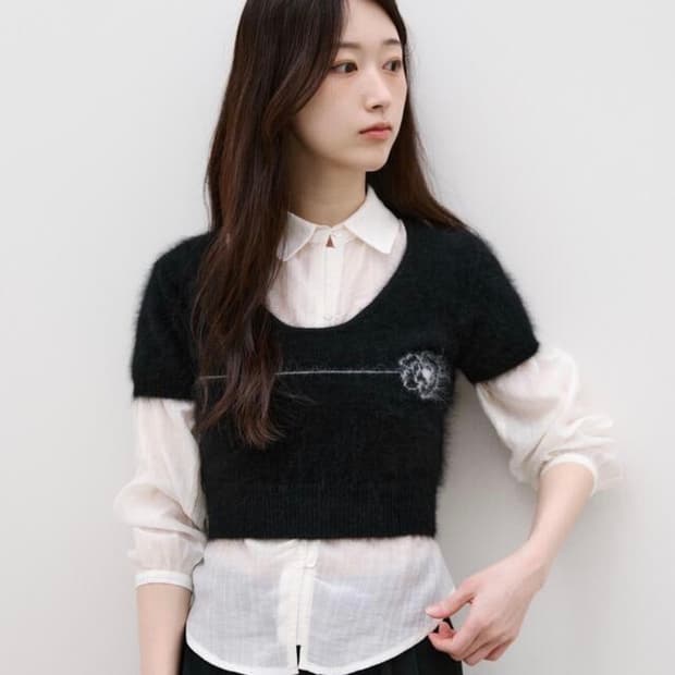 윤슬샵 카멜리아 니트 탑