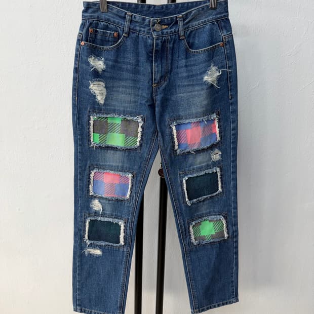 정품) 럭키슈에뜨 패치 데님 청바지 36(26)