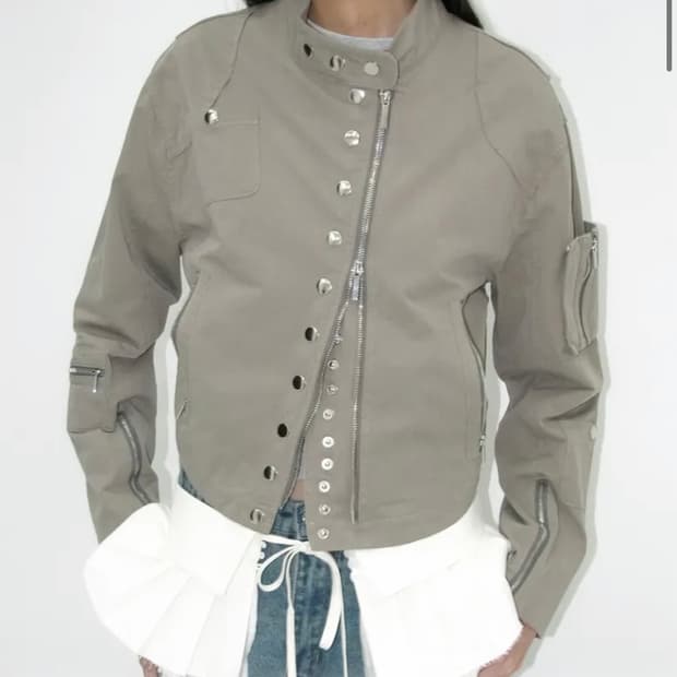 파르티멘토 코튼 바이커 자켓 베이지 s