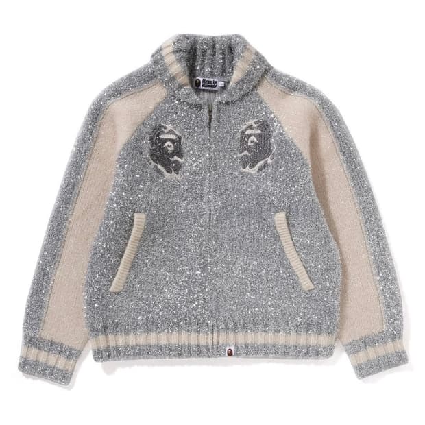 베이프 로고 메탈릭 코위찬 니트 s