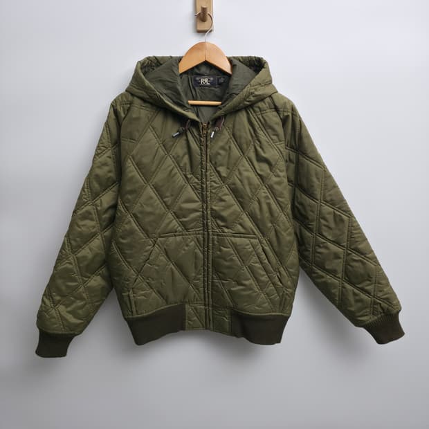 [M] RRL 퀼팅 후드 자켓 카키