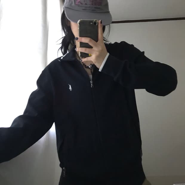폴로 블랙 화이트 집업