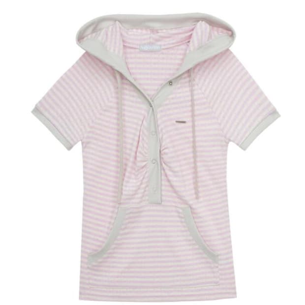 허그유어스킨 스트라이프 반팔 후드티셔츠