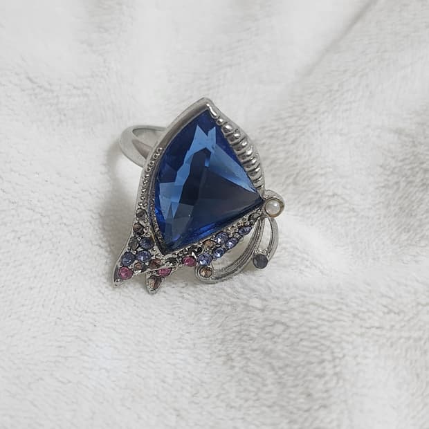 레테 빈티지  블루 나비 반지