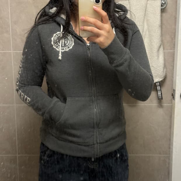 아베크롬비 딱붙 후드집업 (다크 그레이 s)