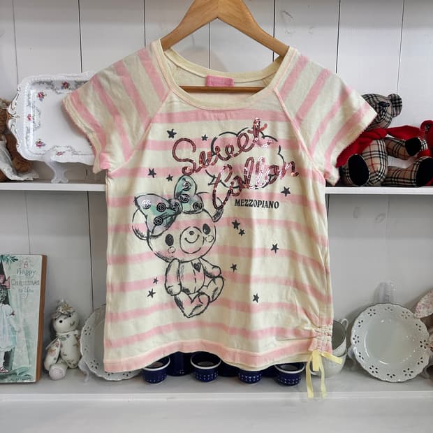 곰돌이 스트라이프 반팔 티셔츠