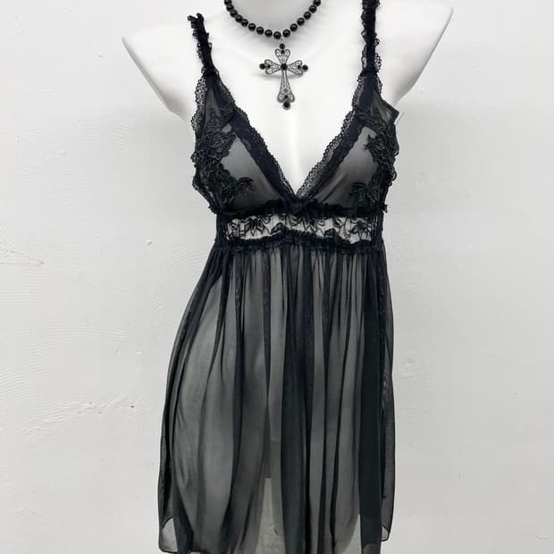 블랙 고딕 레이스 슬립