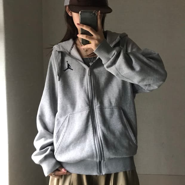 조던 그레이 오버핏 후드집업