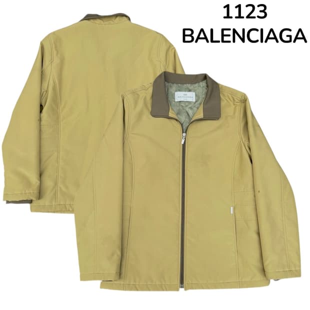 발렌시아가 아카이브 블루종 브라운 카라 포인트 자켓 L