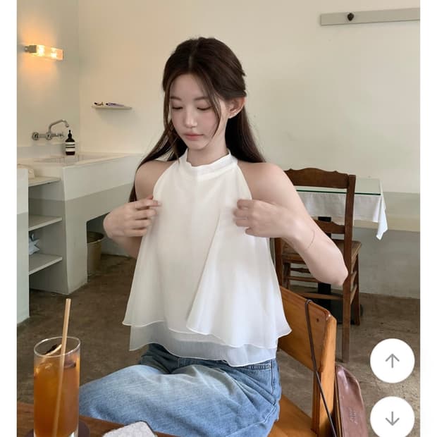 제니오 유즈 홀터 블라우스