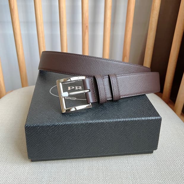 프라다 사피아노 레더 벨트 블랙