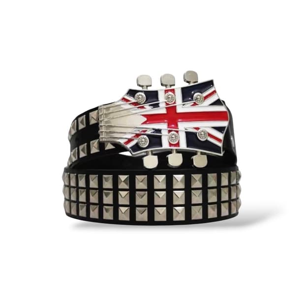 빈티지 무드 UK 유니언잭 스터드 벨트