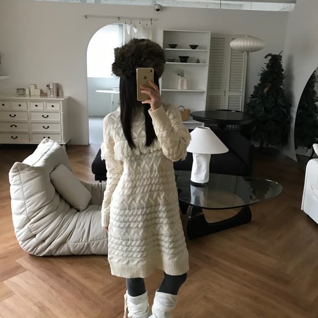 vintage tassle knit one-piece