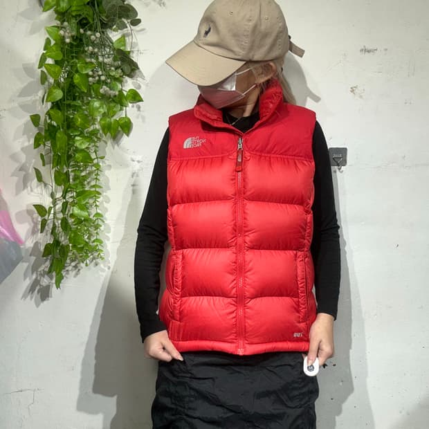 노스페이스 레드 패딩 조끼 M