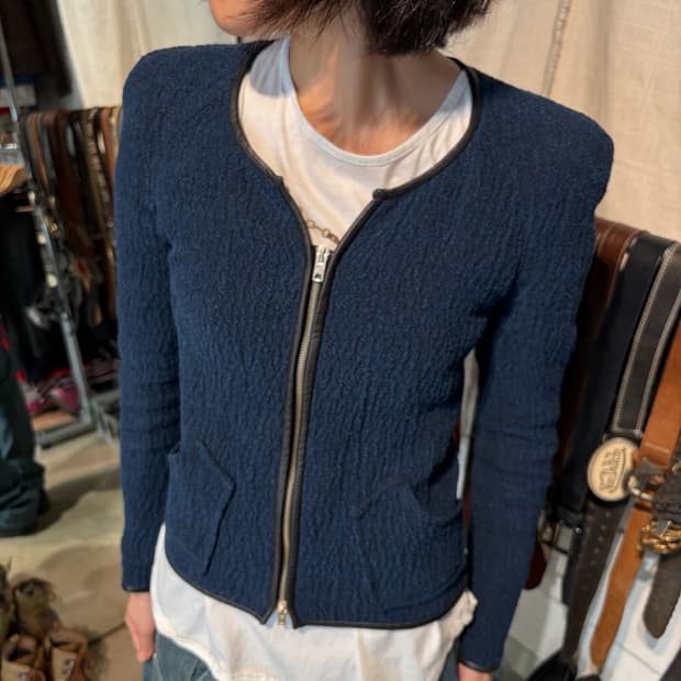 Isabel Marant 레더 파이핑 트위드 자켓 S