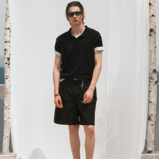 노이어 로우컷 폴로 니트 블랙 52