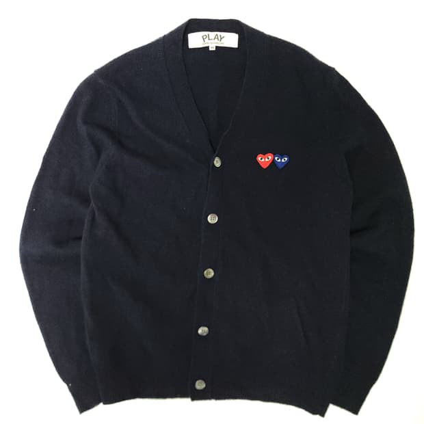 꼼데가르송 더블 하트 와펜 가디건 M