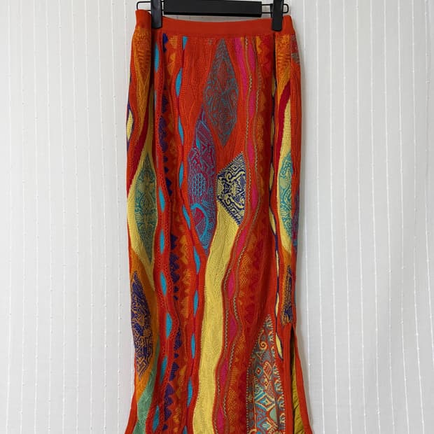 Coogi 쿠지 케이블 실크 패턴 롱 스커트