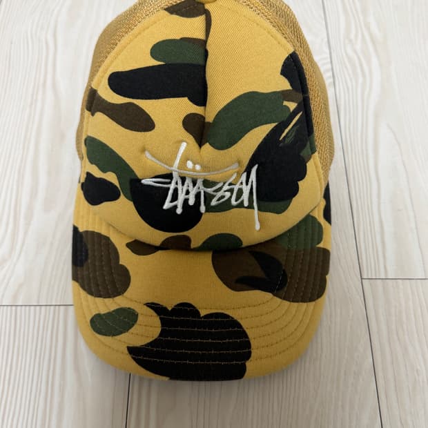 스투시 x 베이프 트러커 캡 옐로우