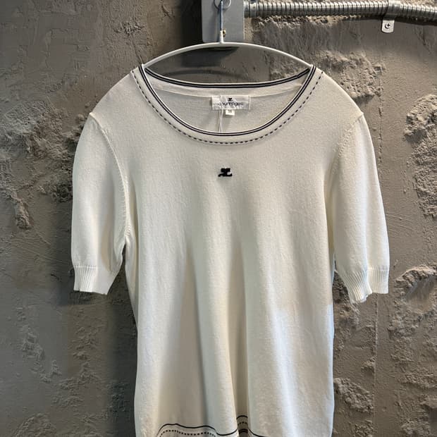 Courrèges 꾸레쥬 로고 반팔 니트 38